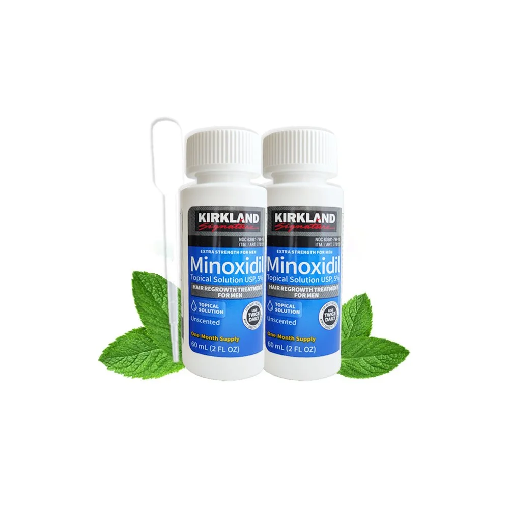 Combo 01 gồm 2 chai thuốc mọc râu Minoxidil 5% Kirkland dạng lỏng