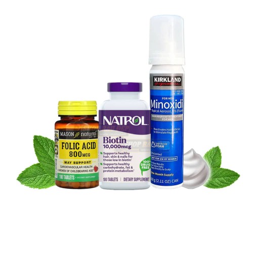 Combo Không Dị Ứng Dạng Bọt KIRKLAND - Biotin & Folic