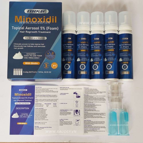 Minoxidil 5% dạng bọt Exdeploy 60g Exdeploy Minoxidil Foam 5% có Biotin cho nam và nữ