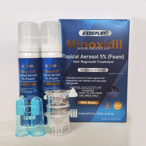 Minoxidil 5% dạng bọt Exdeploy 60g Exdeploy Minoxidil Foam 5% có Biotin cho nam và nữ