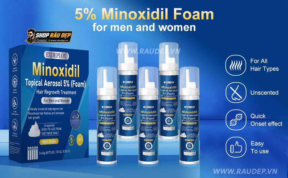 Đặc điểm Exdeploy Minoxidil Foam 5% có Biotin
